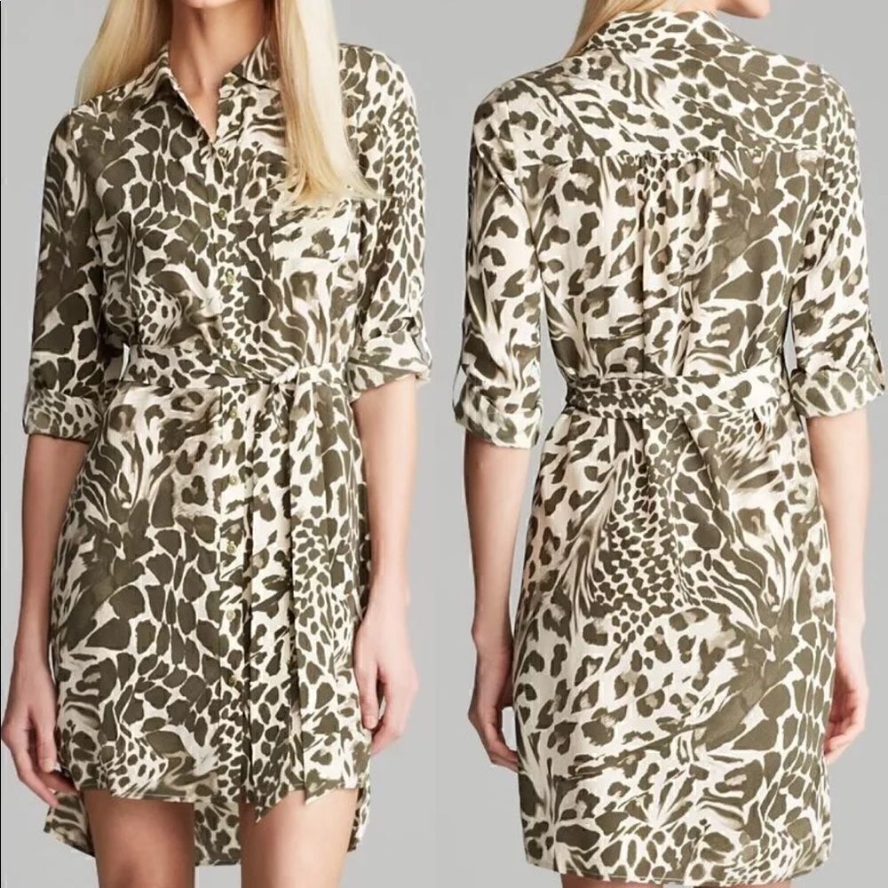 DVF Diane von Furstenberg Animal Print Silk Shirt Dress